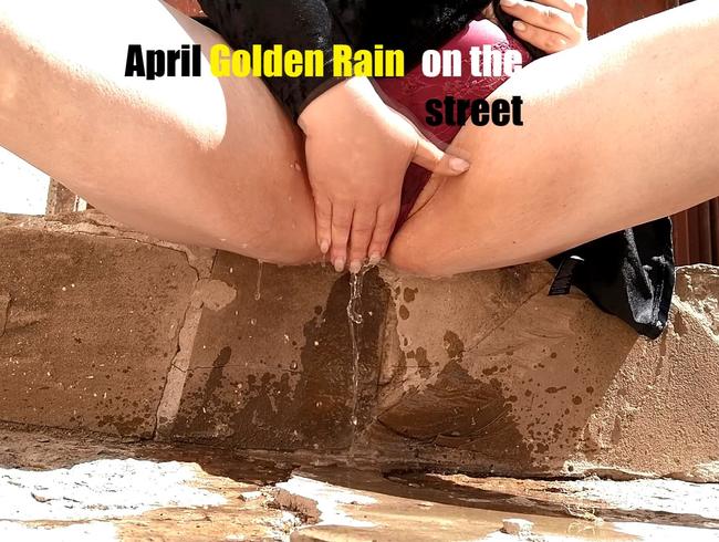 April Goldener Regen auf der Straße