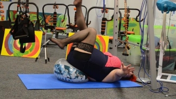 legs training on a beachball ..