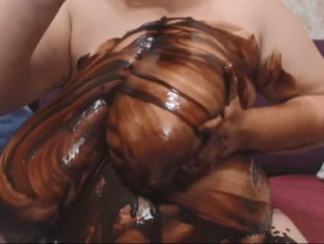 messy chocolate all over my body.